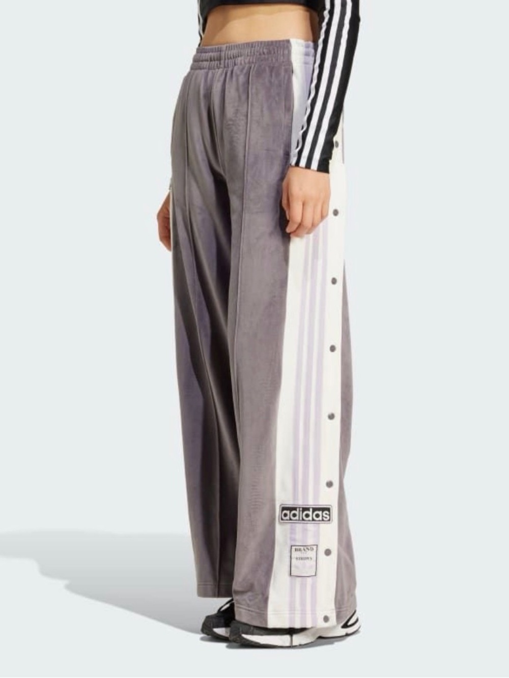 adidas Lavender Snap-Open Track Pants with White Side Panels - Picture 4 of 10